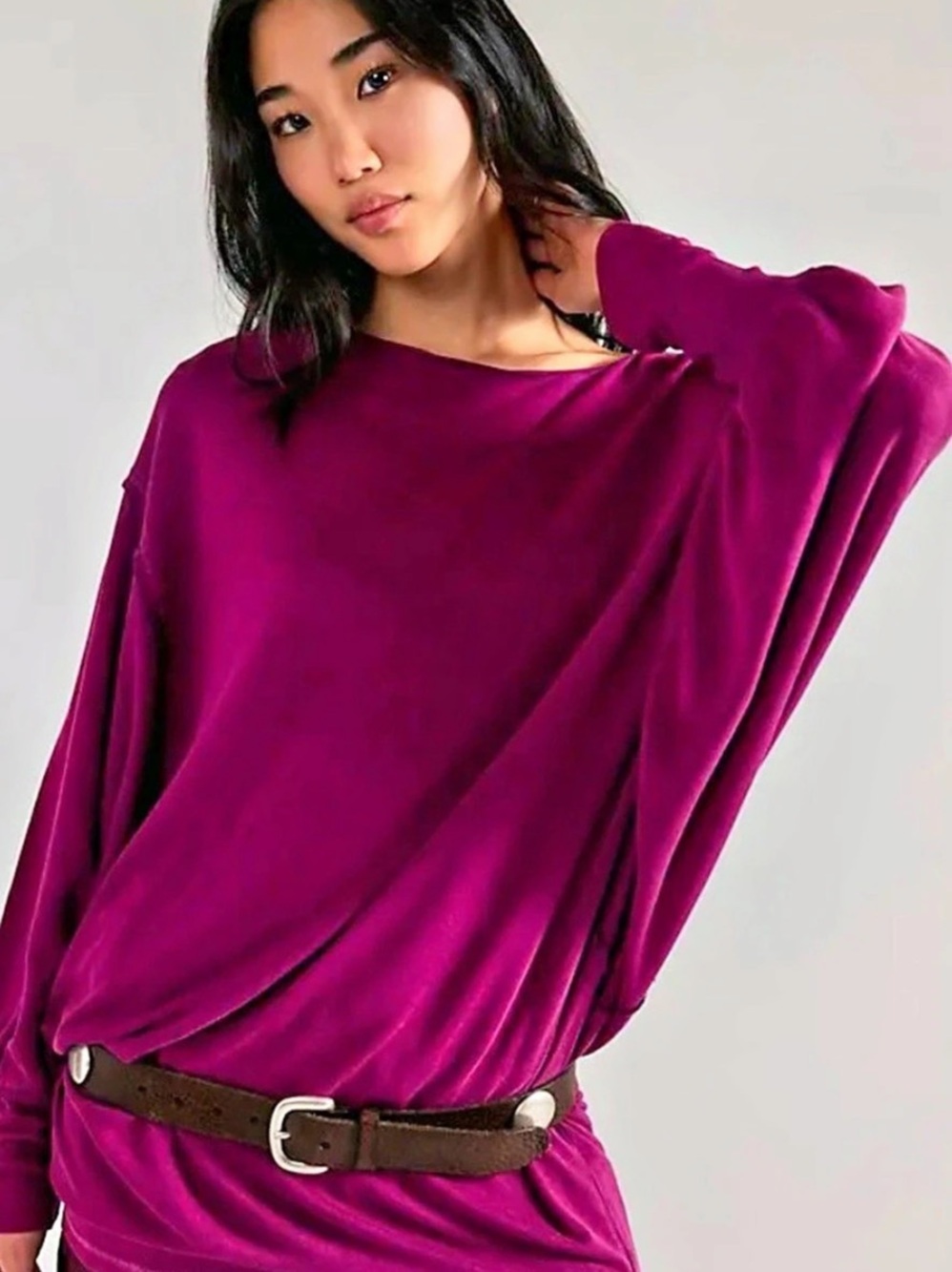 Free People Swept Up Sweatshirt Sz Small Color Amaranth/Burgundy NWT